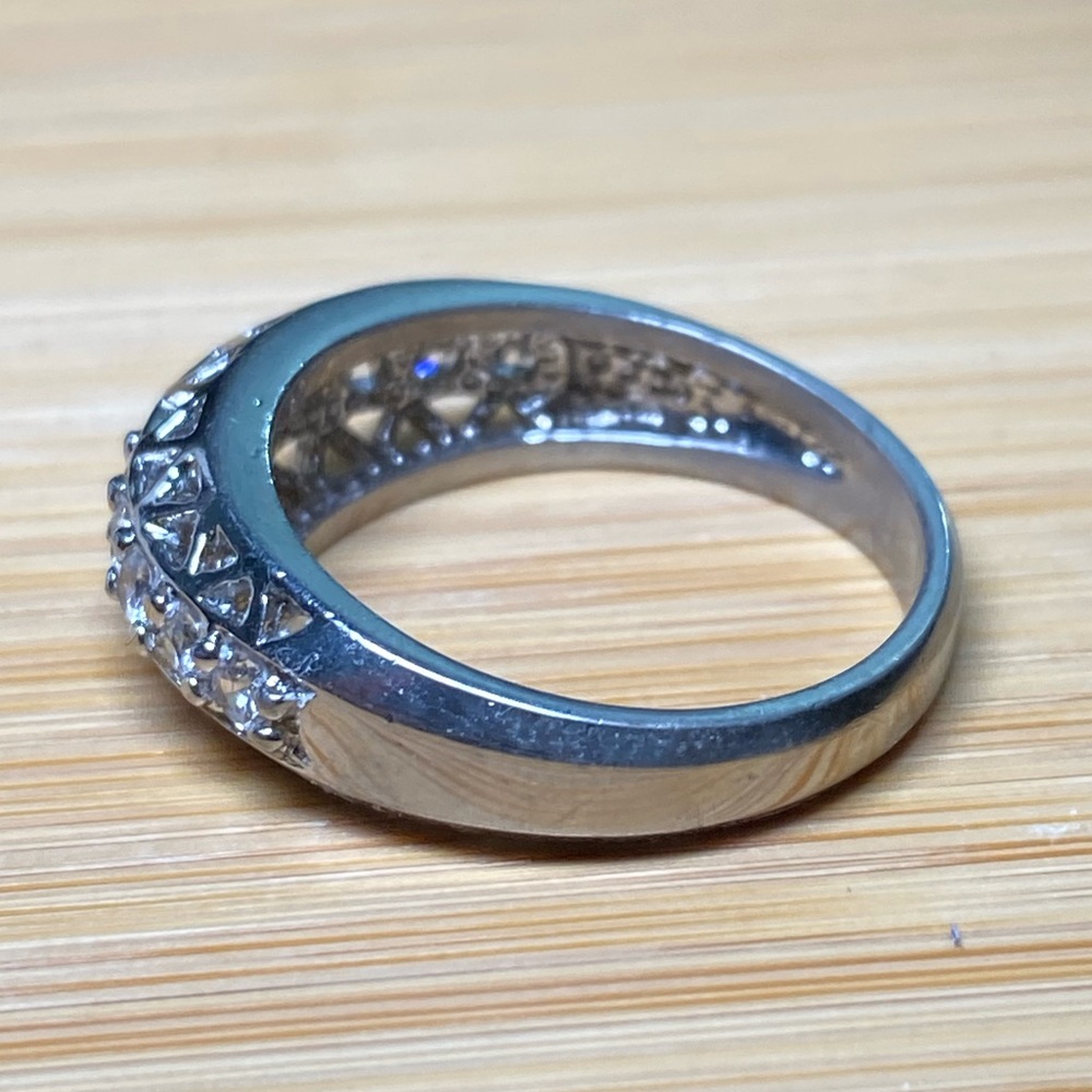 Women's Geometric Cut Sterling Silver CZ Ring 10 - Picture 5 of 16